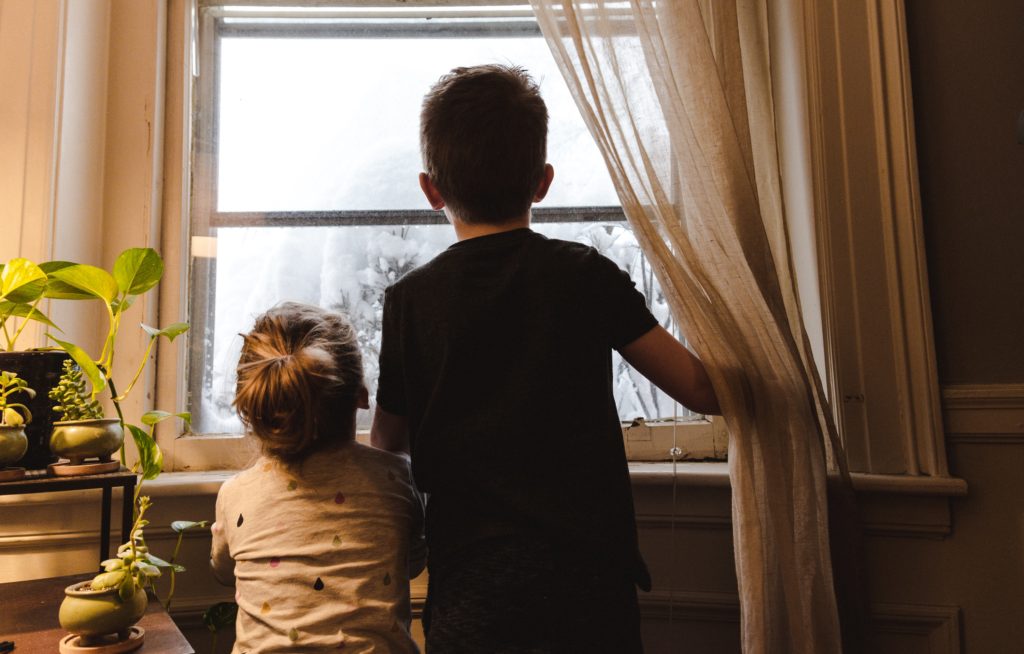 children at window